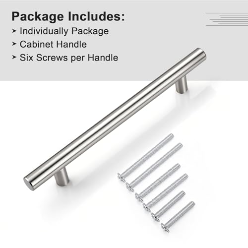 Gobrico 5 Pack 5 Inch (128mm) Hole Centers Cabinet Handles, Brushed Nickel Cabinet Pulls, Stainless Steel Euro Style Kitchen Cabinet Handle, 7-1/2'' Overall Length Drawer Pull - color: Brushed Nickel, size: 5 Inch Hole Center