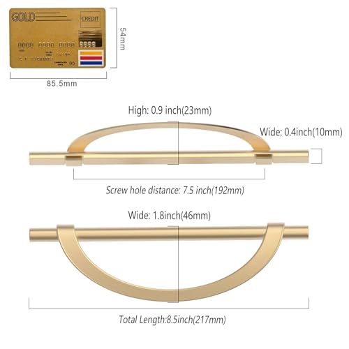 Amerdeco 10 Pack Brushed Gold Cabinet Pulls, 7.5 Inch(192MM) Hole Centers, Kitchen Cabinet Handles, Hardware, Drawer Pulls - color: Brushed Gold, size: 7.5"/192MM Hole Center, style: 10 Pack