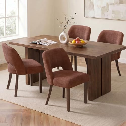 Usaint Upholstered Dining Chairs Set of 4, Modern Fabric Kitchen Chairs - color: Rusty Red