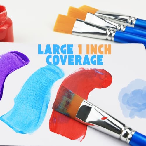 1 Inch Flat Paint Brushes, 40 Bulk Craft Acrylic Paint Brush for Classroom