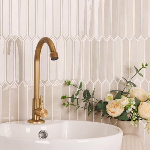 10-Sheet Peel and Stick Backsplash Tile, Self-Adhesive Beige Long Hexagon Wall Tiles, Stick on Backsplash for Kitchen, Bathroom, Fireplace, RV, Thicker Design(12"×12"). - color: Beige