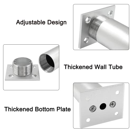 4-Pcs Adjustable Aluminum Alloy Furniture Legs 4.7" Height Silver - color: Silver, size: 4.7 Inch