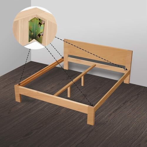Bed Rail Brackets Bed Frame Hardware 4 Sets - color: Yellow