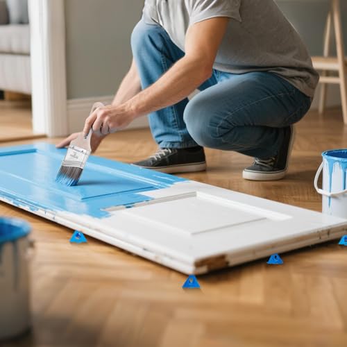 KATA 36PC Painter's Pyramids with 5 Paint Brushes for Cabinet Door Painting - color: Painter's Pyramids+5 Brushes Blue