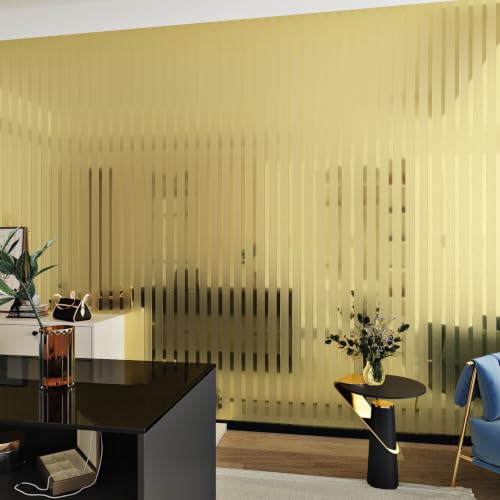 Champagne Gold Metallic Striped Wall Panels Peel and Stick for Wall 12×118" - color: Gold, size: 11.8" x 118"