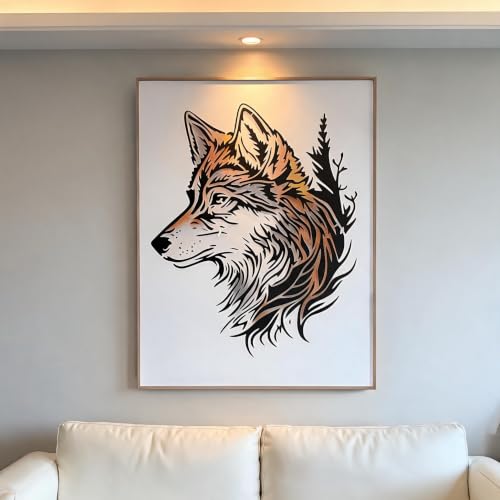 TIAMECH A4 Reusable Wolf Head Pine Tree Stencil for Painting - color: Wolf Head Pine Tree