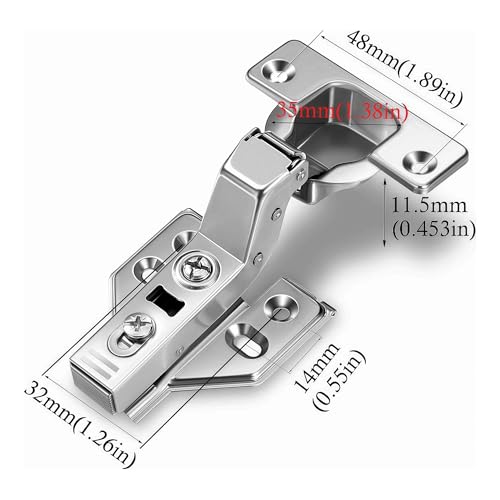 2Pcs Soft Close Inset Cabinet Hinges with Clip-On Plate - color: Inset, size: 2 Pieces