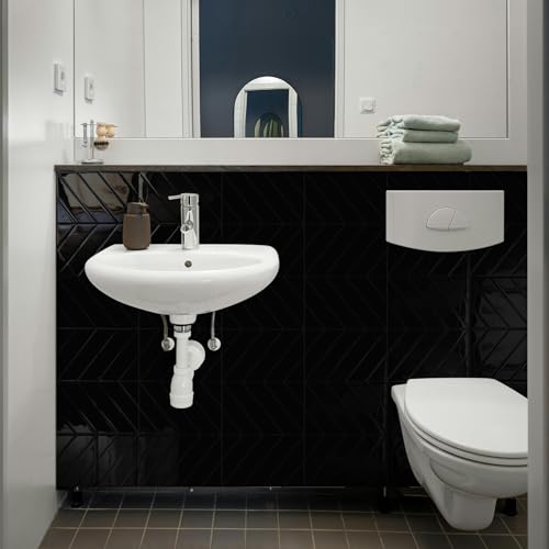10-Sheet Herringbone Peel and Stick Backsplash Tiles for Kitchen, 3D Marble Look Self Adhesive Stick on Back Splashes Wall Tiles for Bathroom 11.5"x9" Black - color: Black