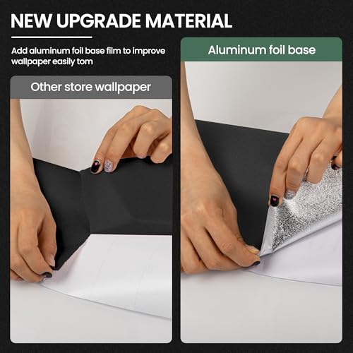 Peel and Stick Wallpaper Black Contact Paper for Cabinets and Drawers - color: Black, size: 15.7" x 118"