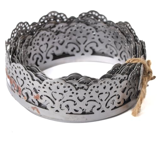 Decorative Metal Ribbon Border Trim, 10 Feet Roll, Flexible Cutout Pattern for DIY Projects (Silver, 1-1/3 Inch Metal Lace-2) - size: 10 feet x 1-1/3 inch - Metal Lace-2