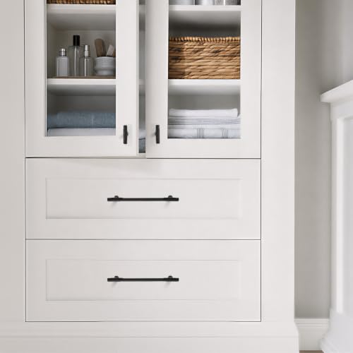 Ravinte Solid Matte Black Cabinet Pulls,6-1/4 in Hole Handles,2 Pack - color: Matte Black, size: 6-1/4 inches Hole Center
