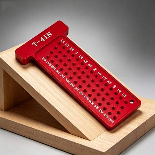 4 Inch Aluminum T Square Woodworking Ruler, Inch Positioning Layout Tool, Hole Marking Gauge, Precision Scribing Straight Edge, Carpenter Measuring Tool for DIY Craft and Furniture Work