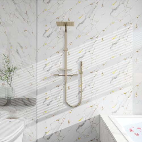 Peel and Stick Wallpaper White and Gold Marble Contact Paper for Countertop - color: White and Gold, size: 15.7" x 78.7"