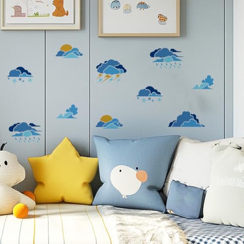 Cloud Lightning Stencil, Rain Reusable Painting Template - style: Clouds