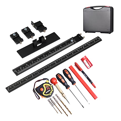 14-Piece Cabinet Hardware Jig Tool Set, Aluminum Alloy Cabinet Handle Template Jig Tool of Drawer Front Knobs, Handles and Pulls, Door