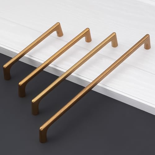 10 Pack 3 inch Antique Brass Kitchen Cabinet Handles - color: Antique Brass, size: 3 inch Hole Center