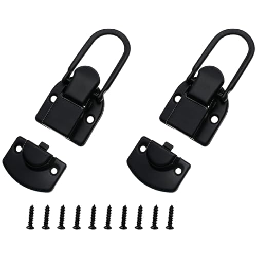 2 PCS Retro Toggle Latch Black Antique Flat Hasp Metal Duck Billed Hasp Lock for Wooden Box and Cabinet Decorative