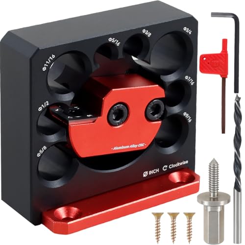8 Pcs Dowel Maker Jig Kit, Imperial 5/16-3/4 inch Carbide Inserts Dowel Maker, 8 Holes Adjustable Dowel Cutter Plate, Aluminum Alloy Electric Drill Milling Dowel Round Rod Auxiliary Tool (8 Pcs)