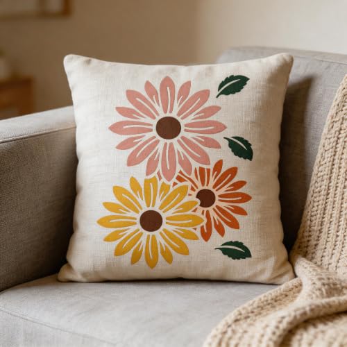 TIAMECH A4 Reusable Rustic Sunflower Floral Stencil for Painting - style: Rustic Sunflower Floral