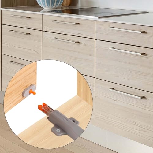 4pcs Push to Open Door Latches, Heavy Duty Non-Magnetic Push Release Touch Latch Opener with 16 Screws for RV Catch Hidden Doors Cupboard Drawers Cabinet Hardware Closet Closure(Grey)