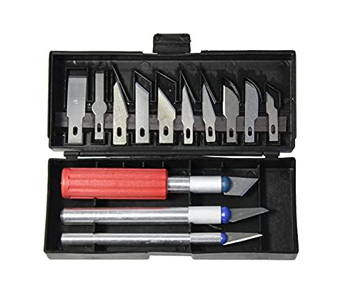 13 Piece Hobby Knife Set Including Hard Plastic Carrying Case for Vinyl Cutting (13 Piece Craft Set)