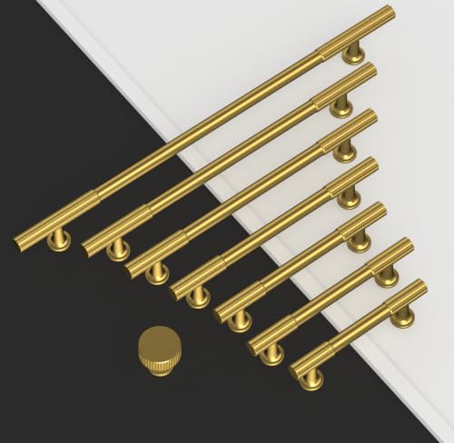 10 Pack Vibrant Brushed Moderne Brass Cabinet Pulls 3.75 Inch(96mm) Heavy-Duty Solid Kitchen Cabinet Handles Cabinet Hardware Drawer Pulls - color: Vibrant Brushed Moderne Brass, size: 3.75" Hole Center