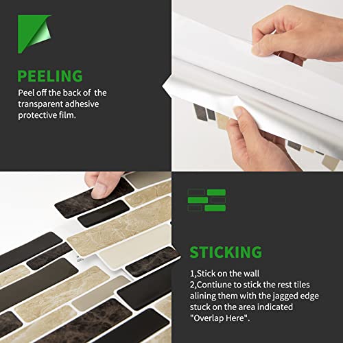 LONGKING 10-Sheet Brown Peel and Stick Backsplash Tile for Kitchen, Vinyl Stick on Tile Stickers for Wall, Kitchen, Bathroom, Counter Top - color: Sandstone Brown