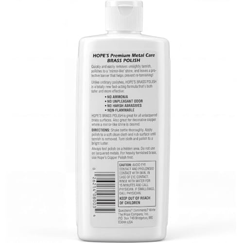 HOPE'S Brass Polish & Cleaner, Tarnish Remover for Copper Chrome Silver 8oz - style: 8 Fl Oz (Pack of 1)
