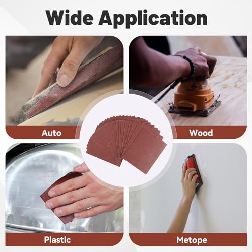 1/4 Sandpaper Sheet,4-1/2"*5-1/2" Assorted120-180-240,50PACK