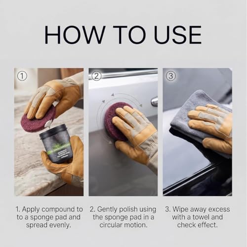 All-in-One Surface Restoration Polish with Pad, Multi-Surface Scratch Remover Compound, High Gloss Finish, Polish & Surface Protection, for Leather Wood Marble Metal Stone and More