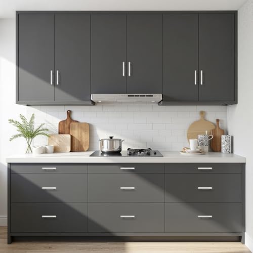 Probrico Brushed Nickel Cabinet Pulls & Handles 3" CC Square 5 Pack - color: Brushed Nickel, size: Hole Center: 76mm(3inch)