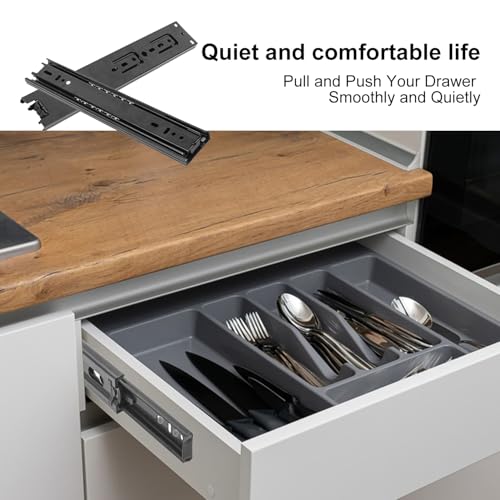 8 Pairs 10 Inch Black Full Extension Drawer Slides, Side Mount Drawer Slides with Screw, Ball Bearing File Cabinet Rails for Kitchen and Office Cabinet - size: 8 Pairs 10 Inch