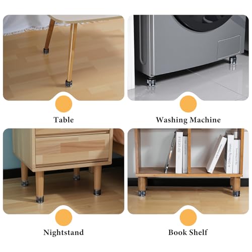 Adjustable Bed Risers 0.9-1.7in, Metal Furniture Riser for Table-Gray 4 Pcs - color: Grey