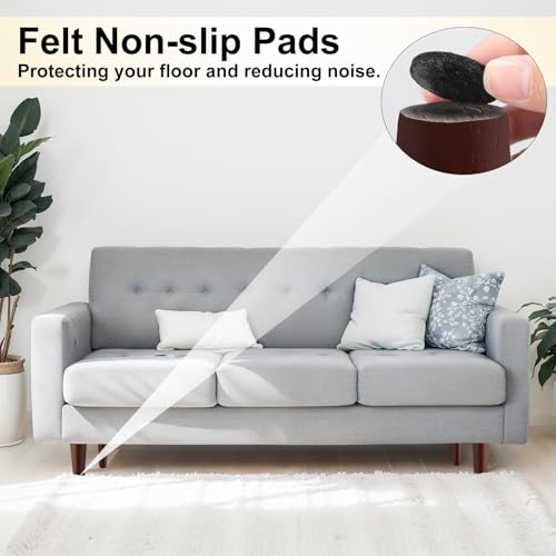 Maitys 8 Pcs 6 Inch Round Solid Wood Furniture Legs Furniture Wooden Replacement Chair Feet Dresser Sofa Couch Legs Table Cabinet Footstool DIY Projects for Home(Brown) - color: Brown