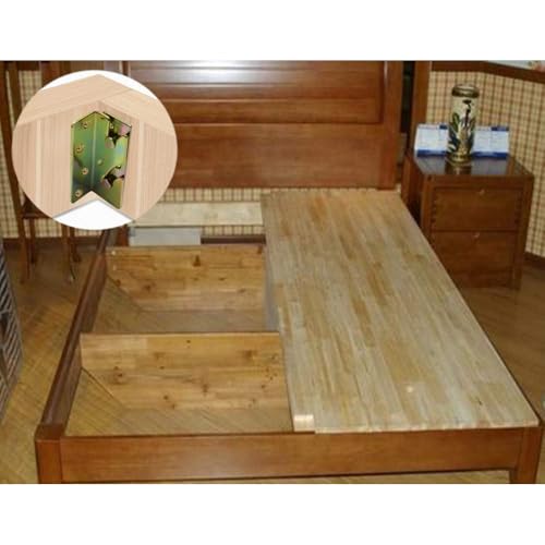 4 Sets Bed Rail Brackets Bed Frame Hardware for Connecting to Wood, Headboards and Foot-Boards,Heavy Duty Bed Rail Fittings Bracket with Mounting Screws (Gold) - color: Gold