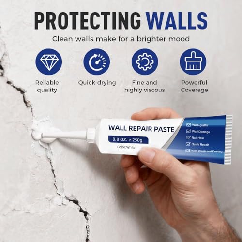 Wall Repair Pastes, Wall Repair Kit with Scraper Squeeze Nozzle, Wall Mending Agent for Filling Cracks and Holes