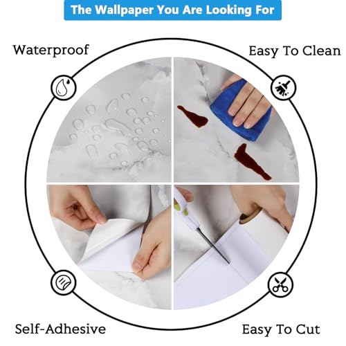 CRE8TIVE 12"x80" Matte Grey Cloudy Marble Contact Paper Waterproof Removable Marble Wallpaper Kitchen Countertop Peel and Stick Self Adhesive Vinyl Warp for Bedroom Bathroom Desks Table Top Sticker - color: Gray, size: 12" x 80"