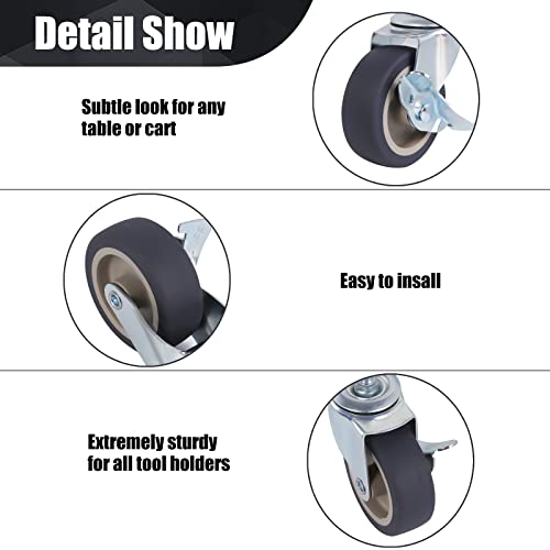 Caster Wheels, 3 Inch Stem Casters Set of 4, Heavy Duty Swivel Wheel with Brake, Metric Size M10-1.5-25 (Screw Diameter 10mm, Screw Length 25mm) Casters for Workbench Trolley, Furniture Dolly - style: M10-25