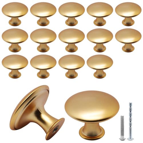 16 Pcs Champagne Cabinet Knobs, Round Dresser Knob Kitchen Drawer Knobs, Single Hole Cupboard Door Knob Dresser Drawer Pulls Handles (Champagne) - color: Champagne, size: 16 Pack