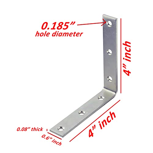 4" inch Heavy Duty Corner Brace Angle Repair Bracket w/ Screws (Pack of 20)