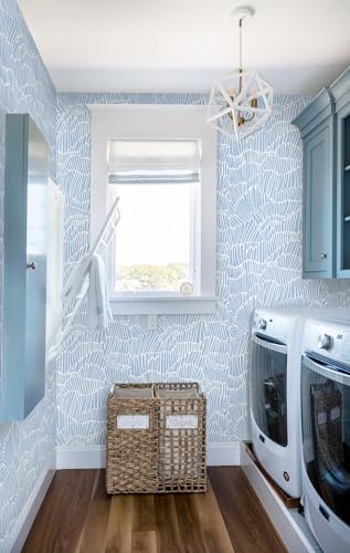 Guvana Blue Wallpaper Peel and Stick Modern Blue and White Contact Paper - color: Blue and White, size: 17.3" x 394"