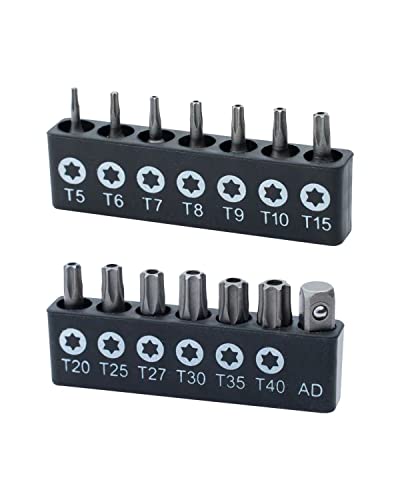 ROTATION 14-Piece Tamper Resistant Star Bits, Chrome Vanadium Steel, T5 - T40 Impact Grade Security Torx Bit Set, 1/4-inch Hex Shank - style: 14pc