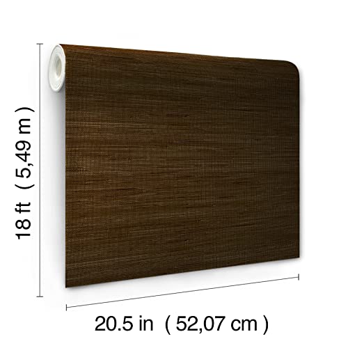 NuWallpaper x Society Social Brown Classic Faux Grasscloth Peel & Stick Wallpaper, SSS6010 - color: Brown