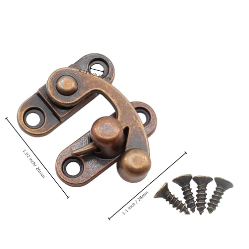 1 Set Retro Vintage Style Small Hinges and Latch Lock, Red Bronze Jewelry Box Hardware Kit – 2 Hinges & 1 Zinc Alloy Clasp with Screws