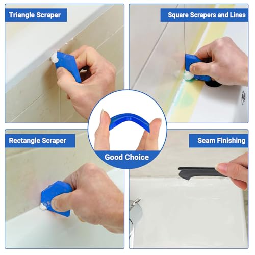 9pcs Silicone Caulking Tool 3 in 1 Stainless Steel Head Scraper Caulk Remover Sealant for Kitchen Bathroom Window - color: 9pcs 3-in-1 scraper