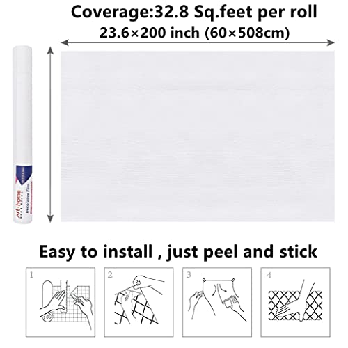 Arthome Peel and Stick Wallpaper - White Wood Contact Paper - White Wallpaper - Self-Adhesive, Removable and Waterproof for Cabinet, Countertop (23.6''x200'') - color: White Wood, size: 23.6" x 200"