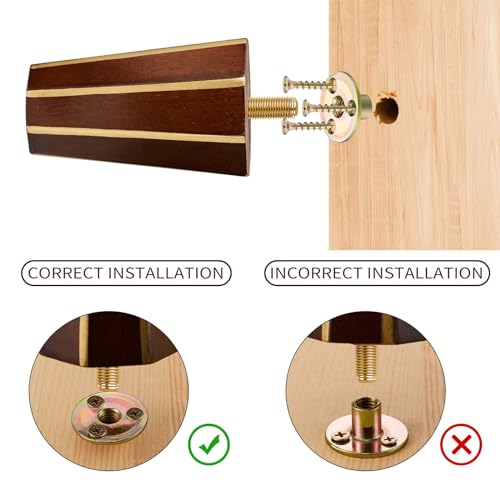 Wood Furniture Legs Set of 4 Square Round Couch Brown Sofa Dresser, Century Modern Replacement Parts for Armchair Recliner Coffee Table Cabinet Bed Chair (Brown, 10 Inch) - size: 10 inch