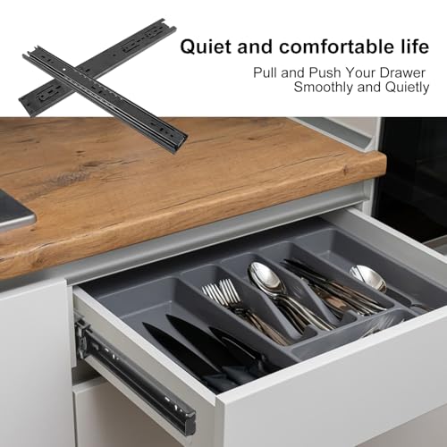 6 Pairs 14 Inch Black Full Extension Drawer Slides, Side Mount Drawer Slides with Screw, Ball Bearing File Cabinet Rails for Kitchen and Office Cabinet - size: 6 Pairs 14 Inch