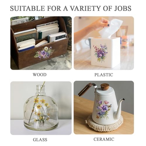 OLYCRAFT 3 Sheets/Set Wildflower Rub on Transfers for Furniture and Craft 6x12 Inch Butterfly Furniture Decal Transfer Stickers Rub on Decal with 1pc Scraper for Wooden Furniture Home Decorations - style: Wildflower