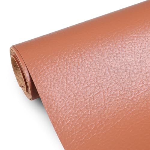 Faux Leather 0.7mm Upholstery Fabric by the Yard 55x72 Inch Brown - color: Brown, size: Pre Cut 2 Yard